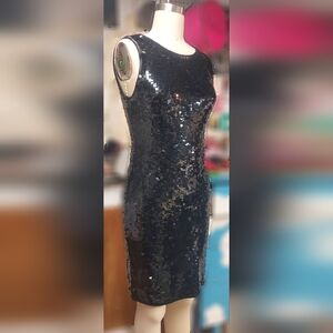 LBD- 80's vintage, lambswool, knit Elegant Black Sequin Dress